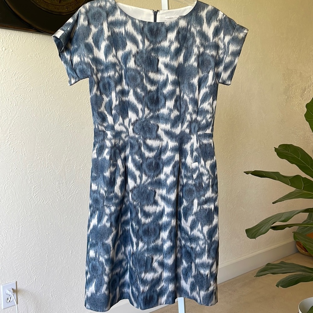 Classiques Entier gorgeous silk blend floral Ikat print midi sheath dress